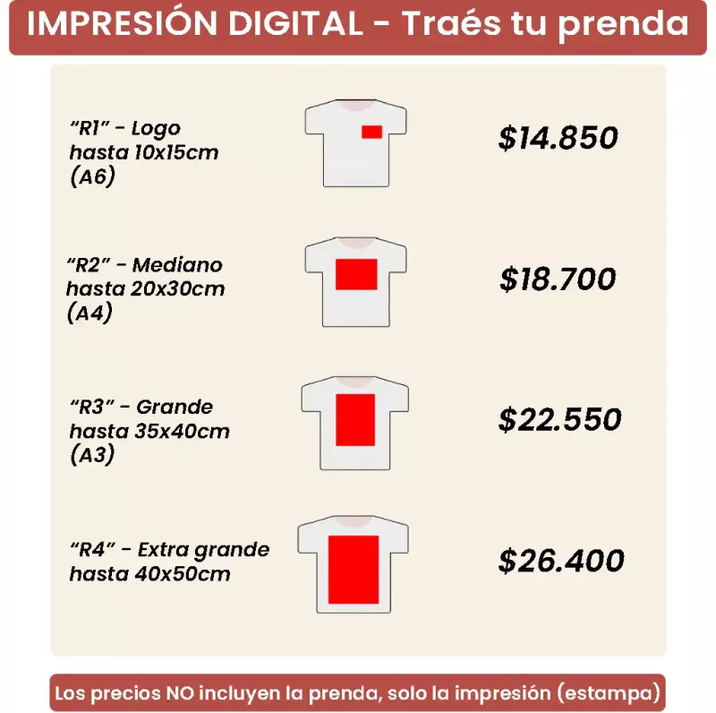"IMPRESION DIGITAL (DTG / DTF)" - Traes tu prenda
