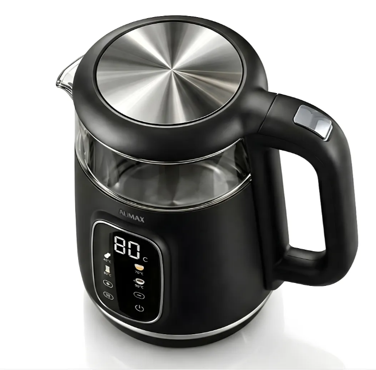 Pava Electrica Aumax Noir 1.7 Lts Digital Vidrio Y Acero Negro