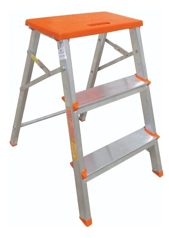 Banco Tijera De Aluminio Doble Plegable 2 Escalones Alpaca ESC0071