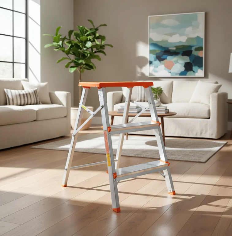 Banco Tijera De Aluminio Doble Plegable 2 Escalones Alpaca ESC0071