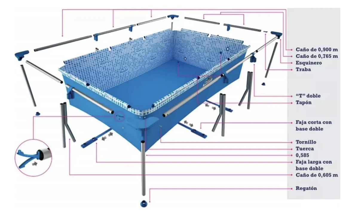 Pileta Estructural Pelopincho 1043 Lona De 2800lts 2,7x1,6m