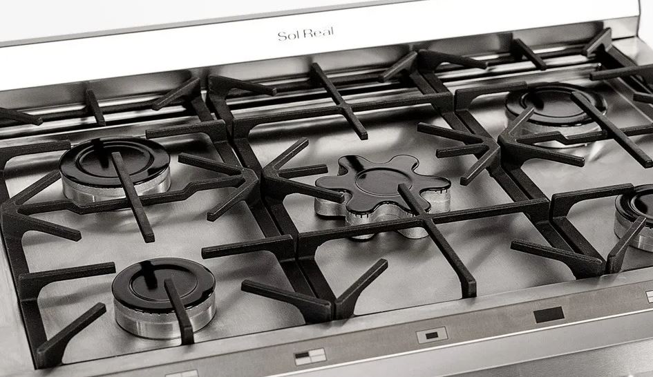 Cocina Industrial Sol Real 537-MGV 5 Hornallas Rejas de Fundición - Visor