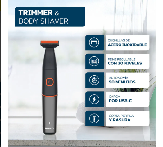 Corta Barba y Afeitadora Philco Cb7045pp Inalámbrico