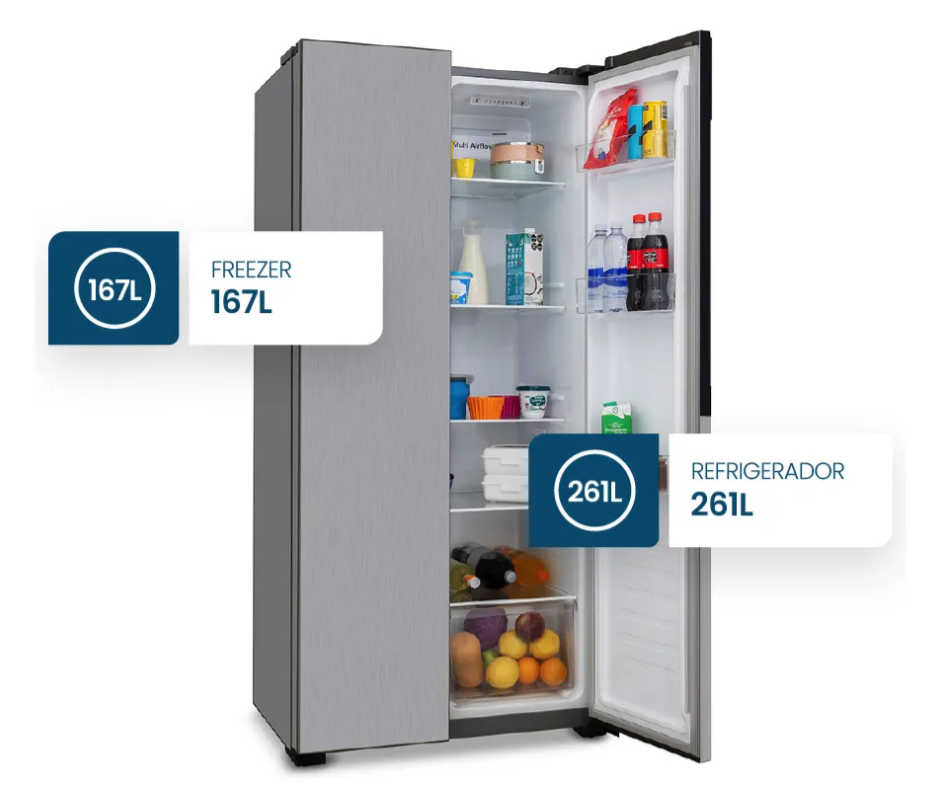 Heladera Philco Phsb450x Side By Side No Frost 428 Lts Inox Acero Inoxidable