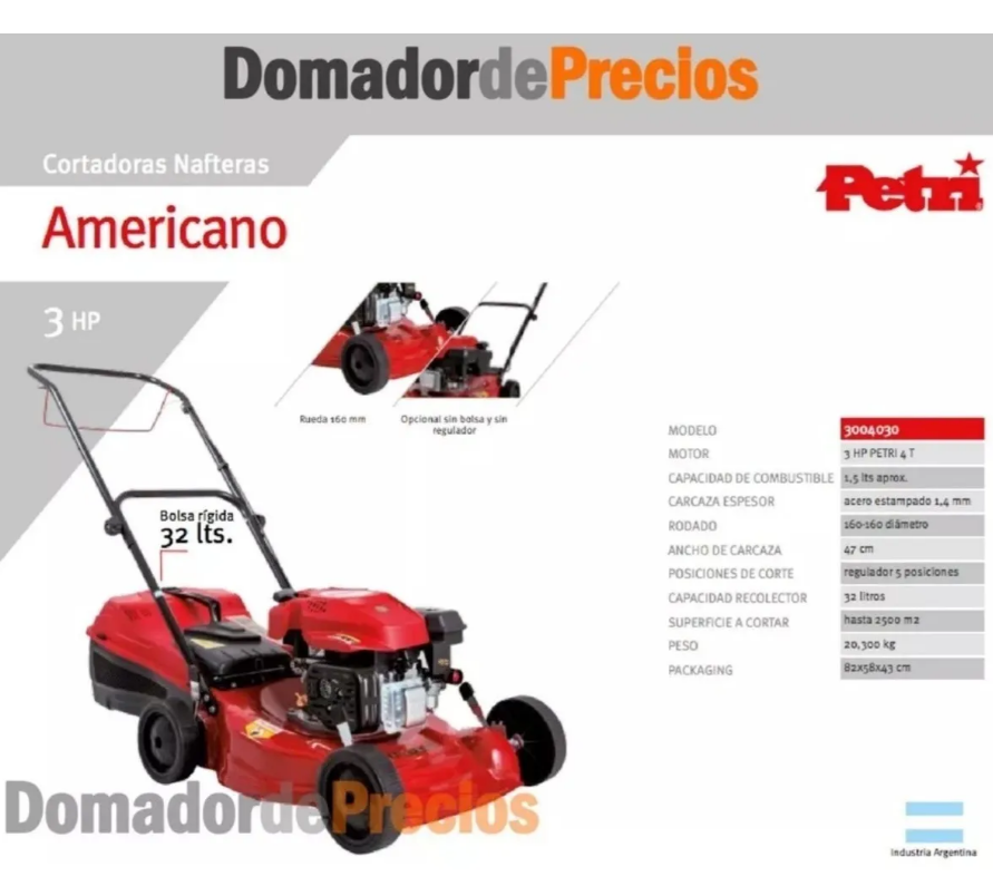 Cortadora De Cesped Naftera Petri 3 Hp 5 Alturas 2 En 1