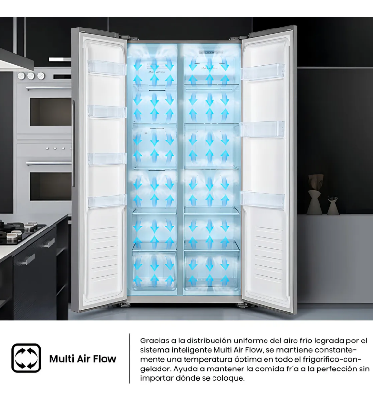 Heladera Side By Side Black Hisense Rs3n428nab 468l No Frost Negro