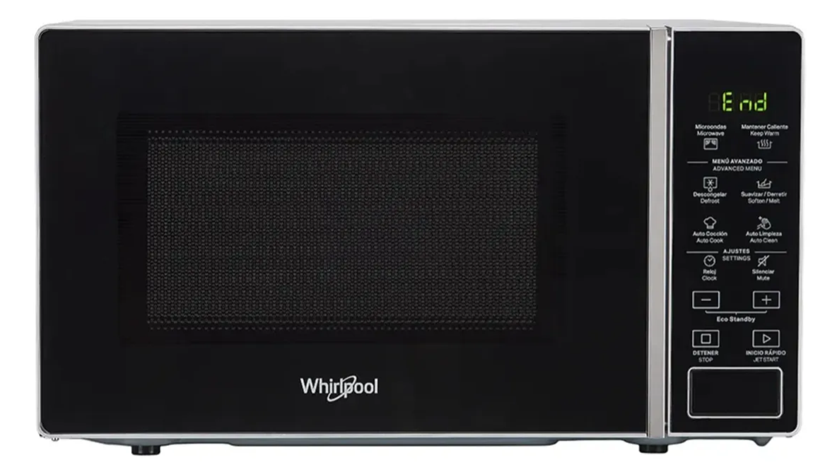 Microondas Whirlpool Wms20bs 20 Litros Plata Vidrio Negro