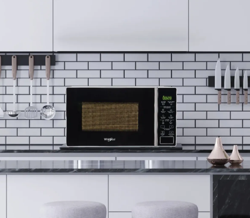 Microondas Whirlpool Wms20bs 20 Litros Plata Vidrio Negro