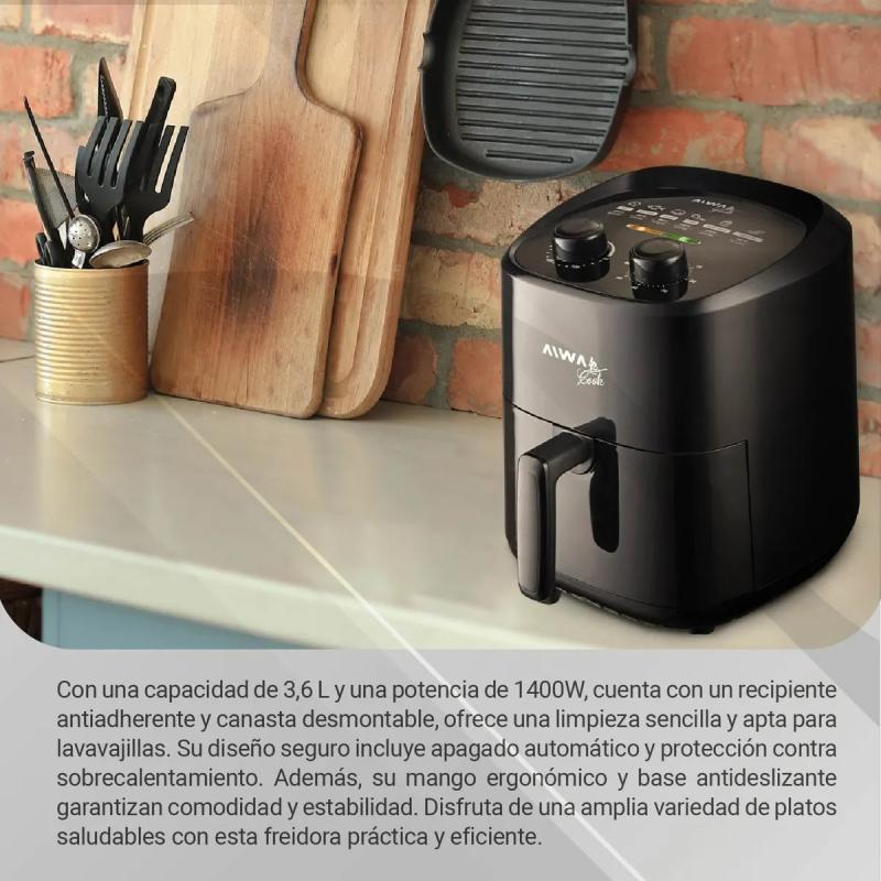 Freidora Sin Aceite Aiwa Cook 3,6 litros 1400W AW-FA35N Negra