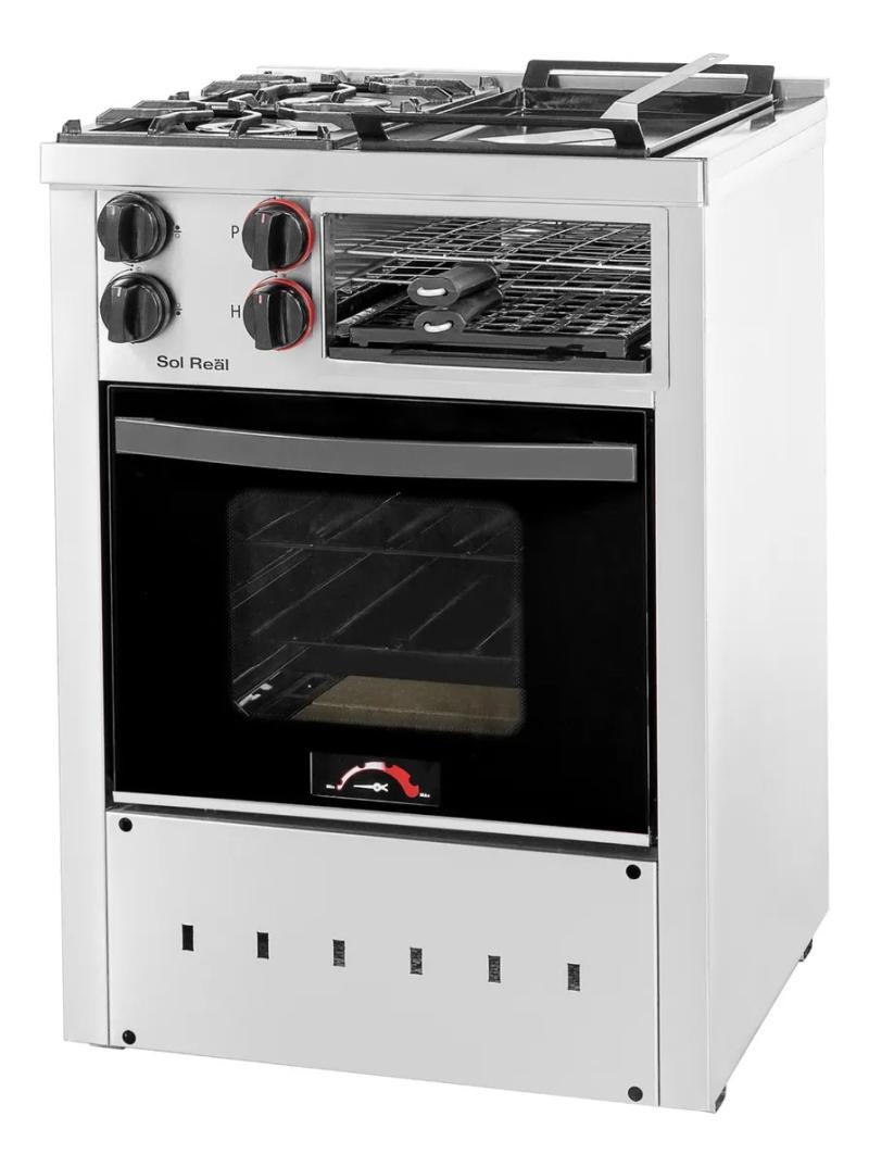 Cocina Sol Real 600pvnp 2 Hornallas + Plancha + Carlitero