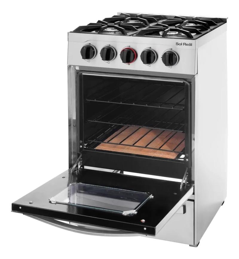 Cocina Industrial Sol Real 535VG 4 H GAS Envasado Puerta Vidrio Grill