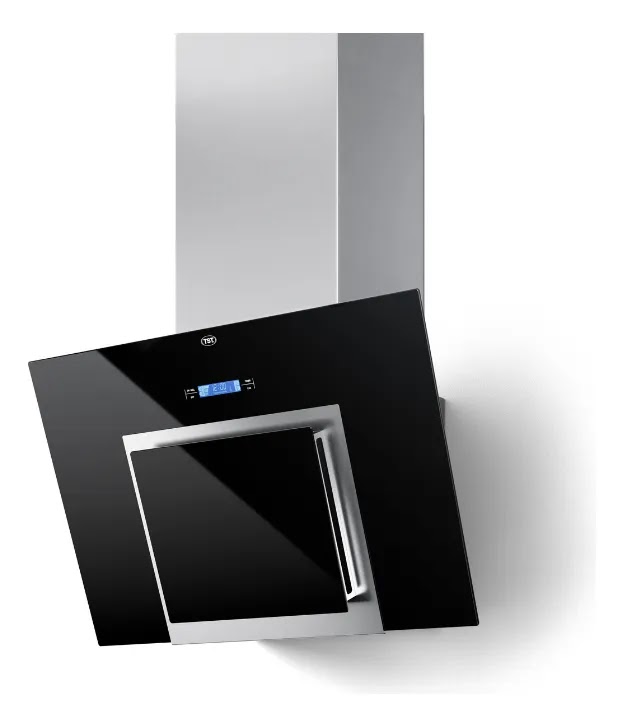 Campana Tst Espejo 90 Cm Acero Inox + Vidrio Negro De Pared