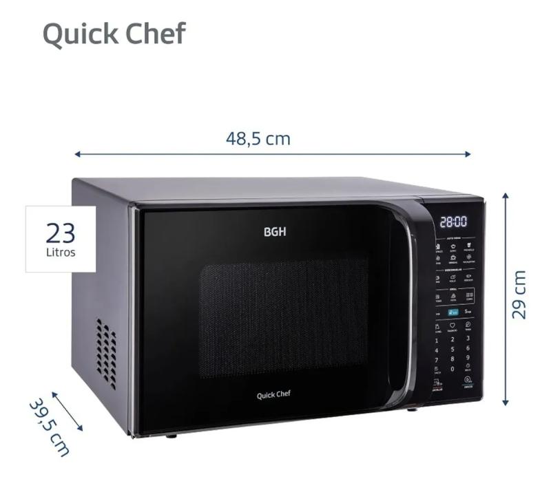Microondas Bgh B223dn20 Eco Digital 23l 800w Negro