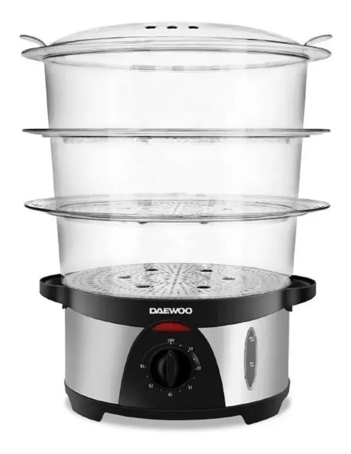 Vaporera Daewoo Fs7116 Con Tres Bandejas Y Timer Gris 