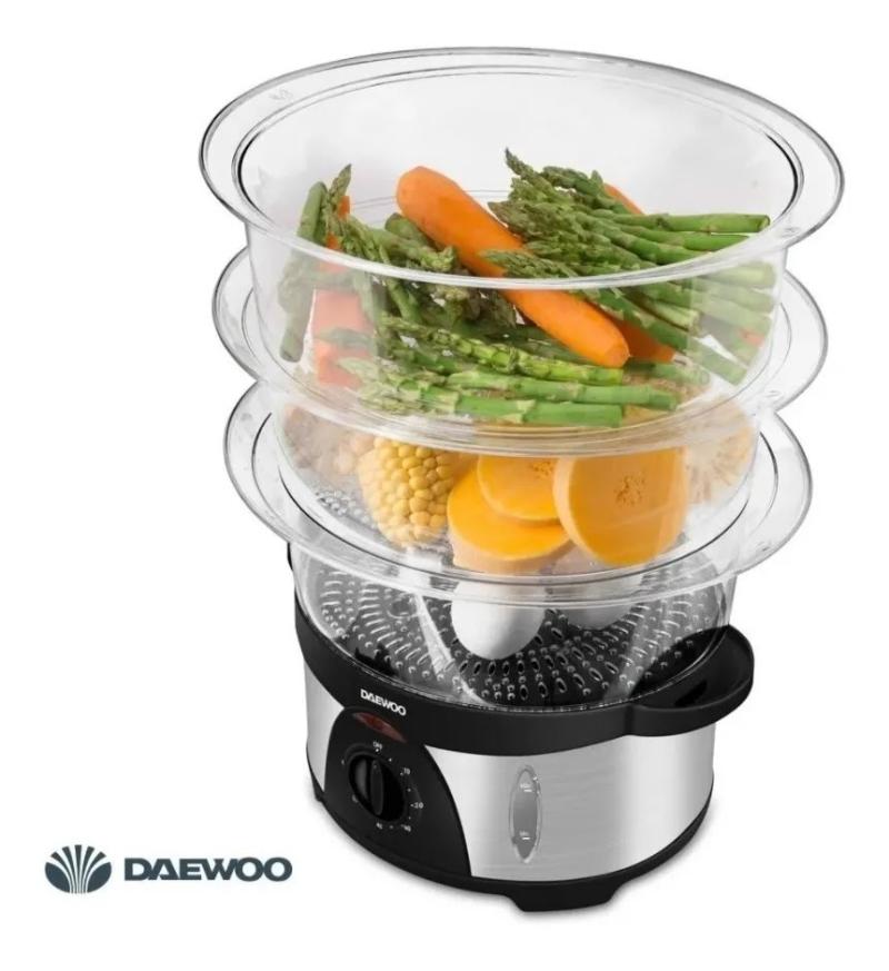 Vaporera Daewoo Fs7116 Con Tres Bandejas Y Timer Gris 