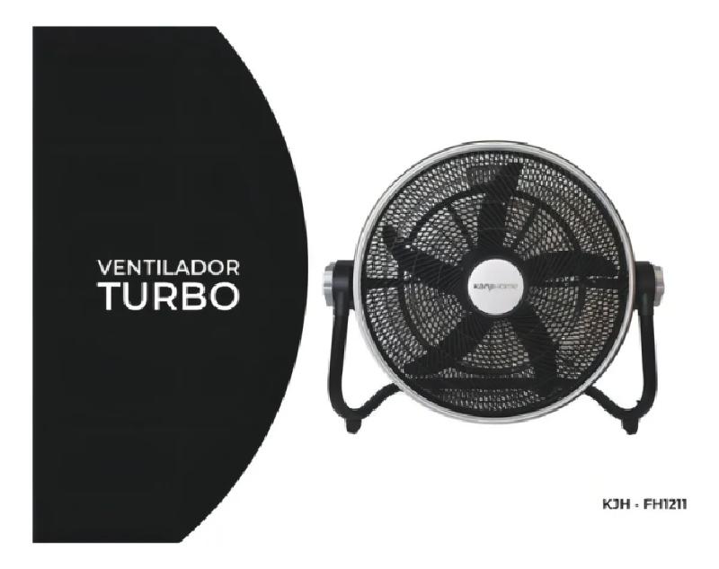 Turbo Ventilador Kanji 20 Fh2010 Plastico 80 Watt Cantidad De Aspas 5 Color De La Estructura Negro Diámetro 50.8 Cm
