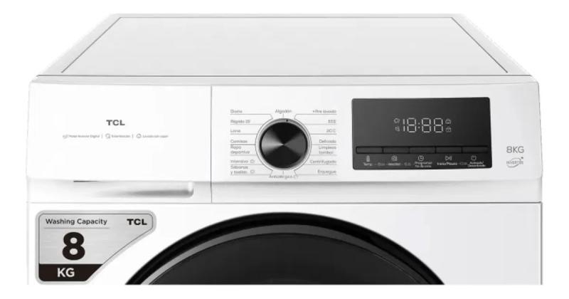 Lavarropas Tcl Carga Frontal P108flw 8kg 1400rpm Inverter Blanco