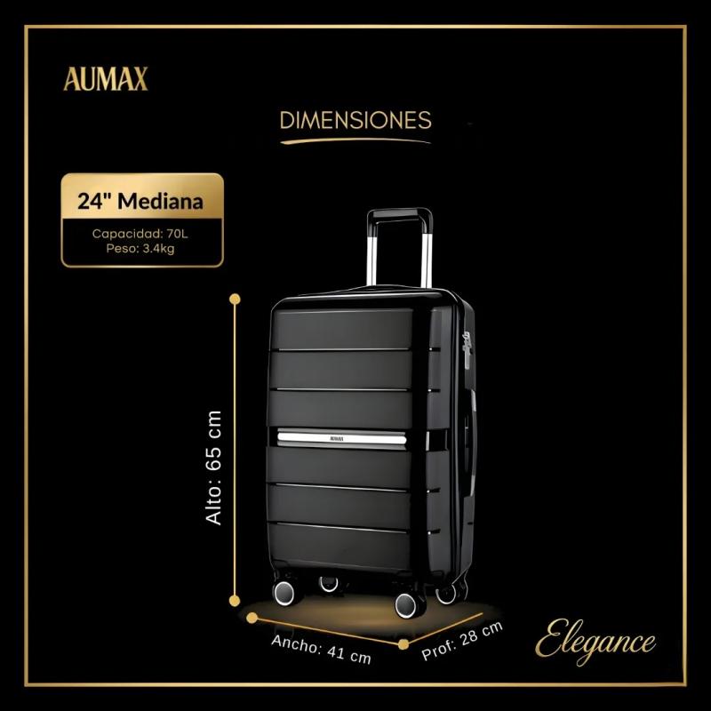 Valija Aumax Elegance Mediana 24 Rígida 70l Tsa Expandible
