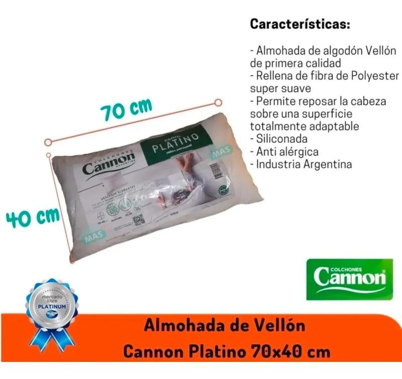 Almohada Cannon Vellón Platino 70x40
