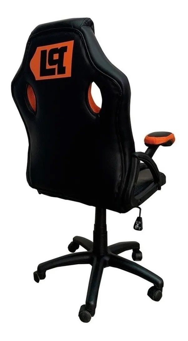 Silla De Escritorio Lüsqtoff Sgl100-9 Gamer Ergonómica Negra Y Naranja Con Tapizado De Cuero Sintético