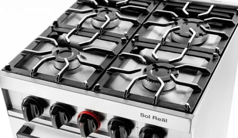 Cocina Industrial Sol Real 535 4 Hornallas Rejas Fundicion Puerta Ciega