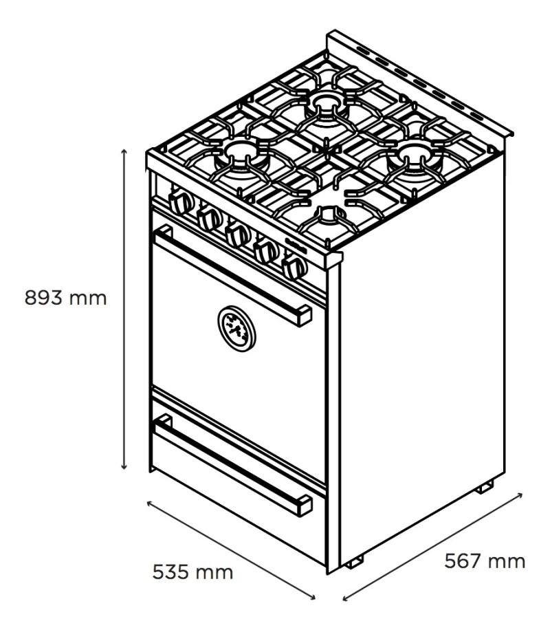 Cocina Industrial Sol Real 535 4 Hornallas Rejas Fundicion Puerta Ciega