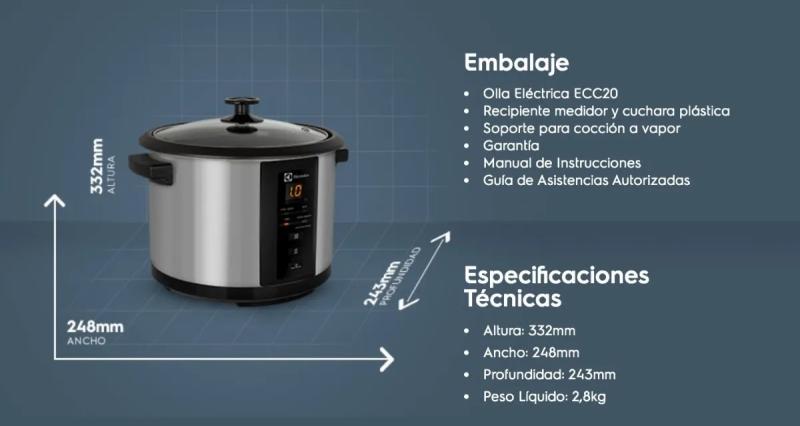 Olla Multifunción Eléctrica Electrolux Ecc20 630w