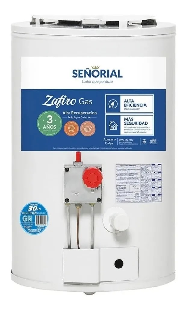 Termotanque Señorial 30 Litros Zafiro Alta Recuperacion Gas