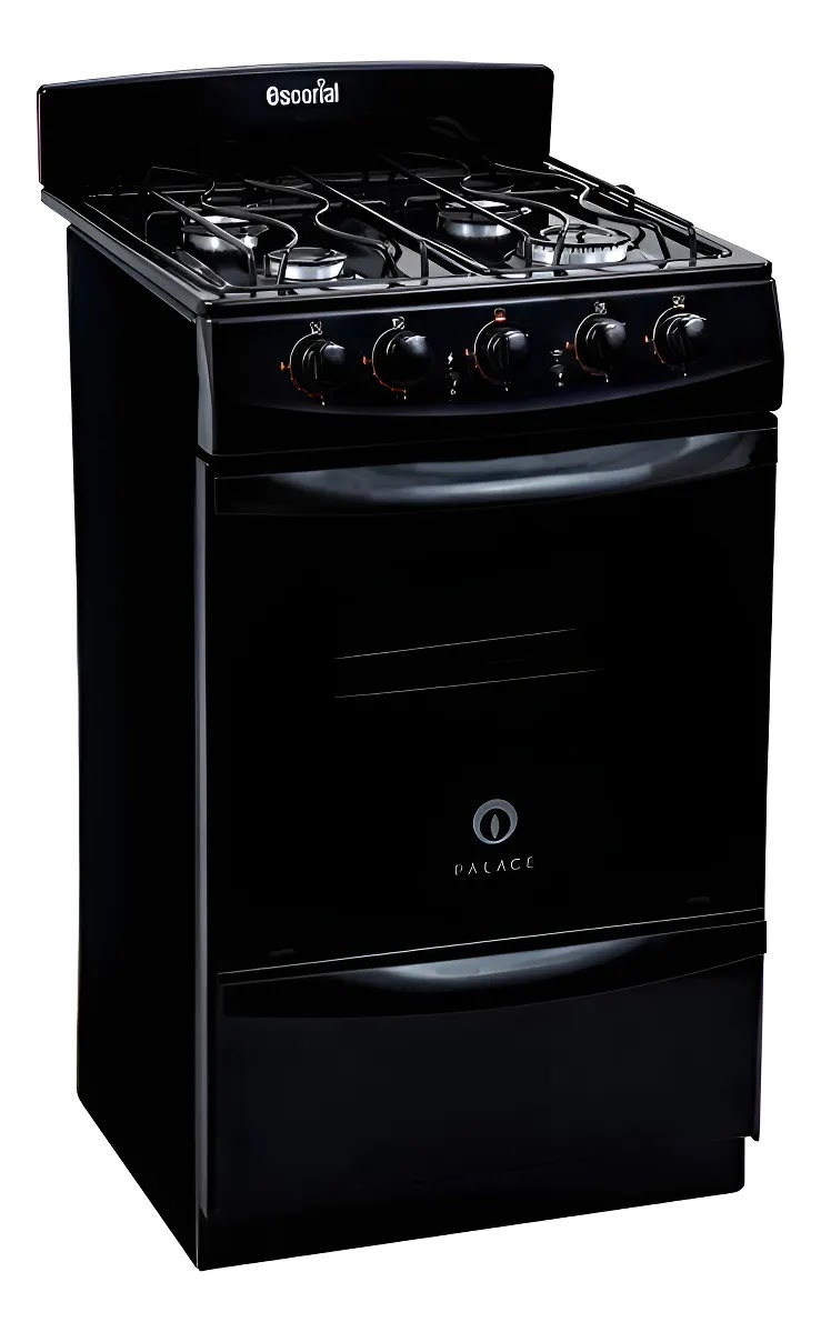 Cocina Escorial Palace Cristal 50 cm Gas Natural NEGRA Luz Encendido