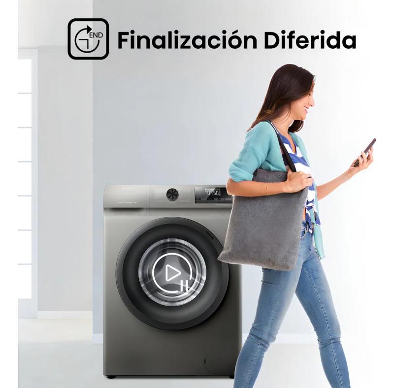 Lavarropas Hisense Wfqp8014t Inverter 8 Kilos Gris