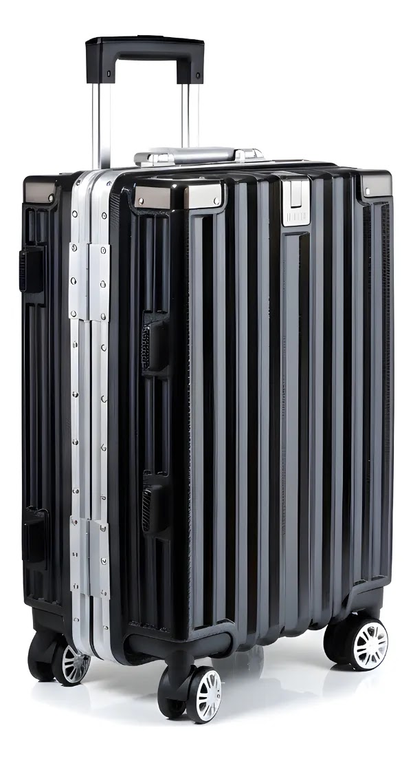 Valija Aumax Luxor Black Silver Marco De Aluminio Mediana 24