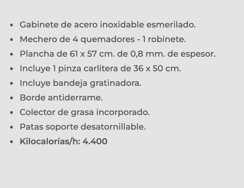 Plancha Lomitera Hamburguesera Sol Real 077 Gas Natural