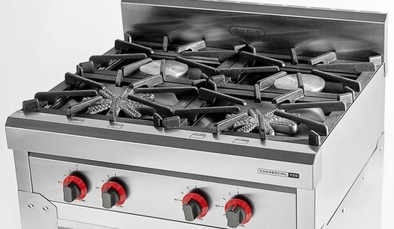 Anafe Industrial 731 Sol Real 4 Hornallas Acero Rejilla de Fundicion