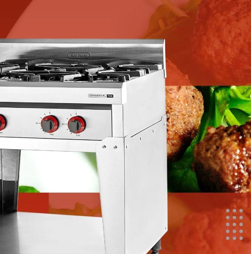 Anafe Industrial 731 Sol Real 4 Hornallas Acero Rejilla de Fundicion