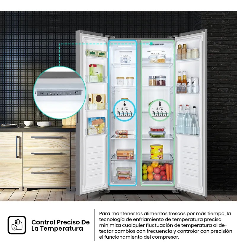 Heladera Side By Side Hisense Rs3n428nad No Frost 468 Litros Gris