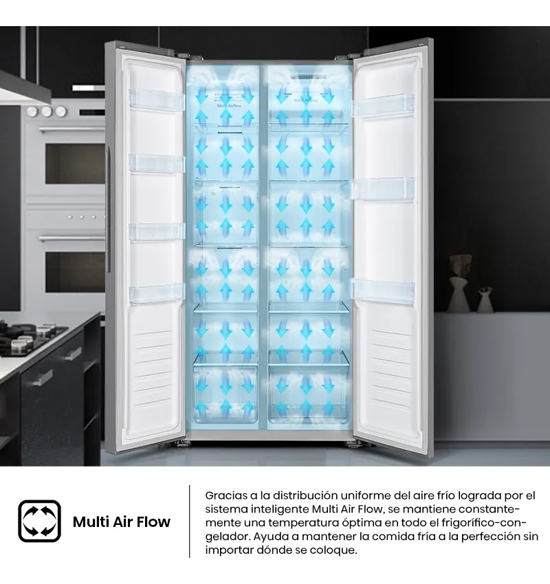 Heladera Side By Side Hisense Rs3n428nad No Frost 468 Litros Gris