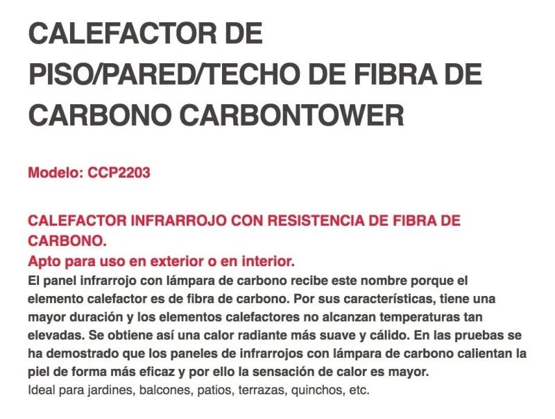 Calefactor Exterior Liliana 3 En 1 Ccp2203 Carbono 2200w