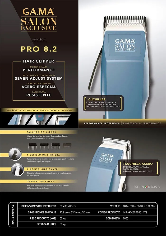 Cortadora De Pelo Gama Italy Pro 8.2 Salon Exclusive