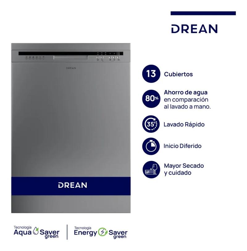 Lavavajillas 13 Cubiertos Inoxidable Drean Lvdr1306ci0