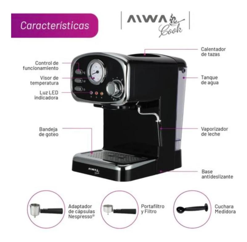 Cafetera Espresso Vintage Aiwa Cook AWK-CE200N