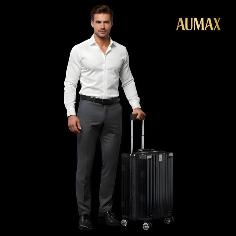 Valija Aumax Luxor Black Gunmetal Marco De Aluminio Mediana 24