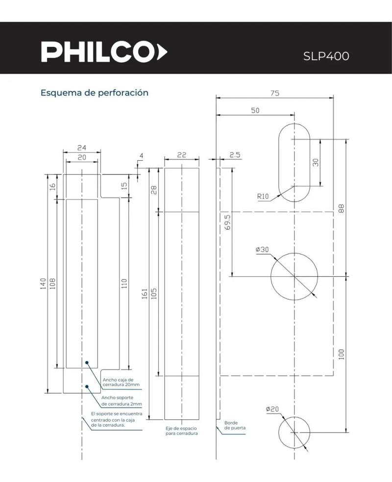 Cerradura Inteligente Philco SLP400 Wifi Huella Tarjeta Llave Contraseña