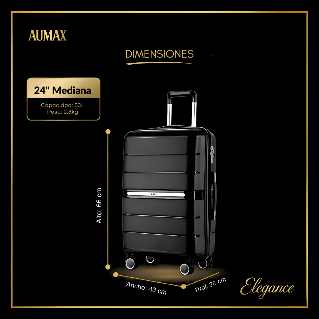 VALIJA ELEGANCE BLACK MEDIANA 24" PP-3031G TSA AU-MAX