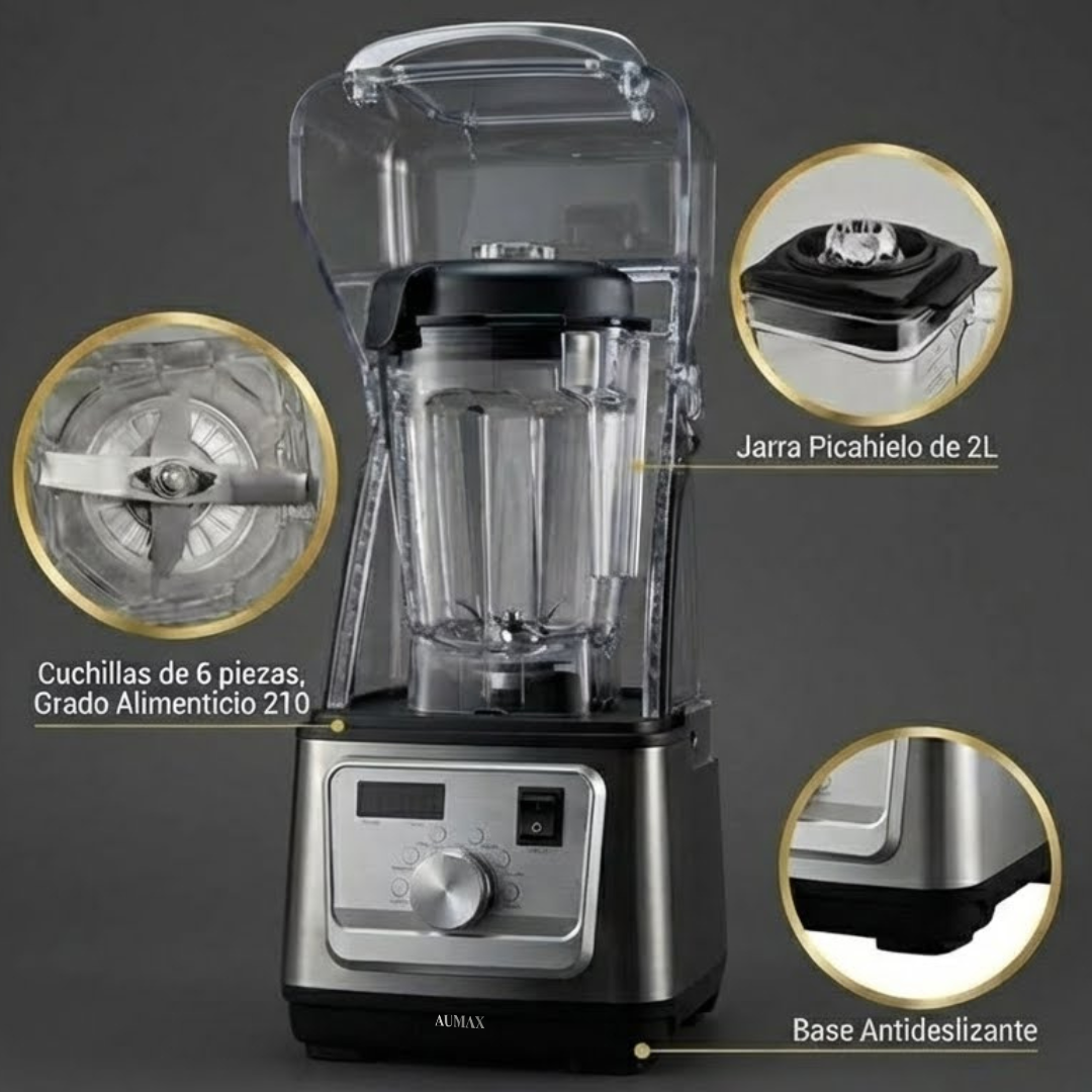 Licuadora Profesional TITANIO Silver INSONORIZADA 1600 WATTS AU-MAX