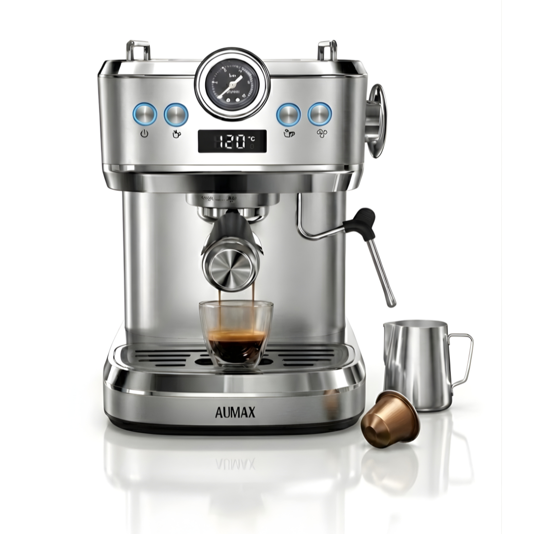 CAFETERA EXPRESS PLATINA 20 BARES 2 EN 1 Cafe Molido + Cápsulas AU-MAX