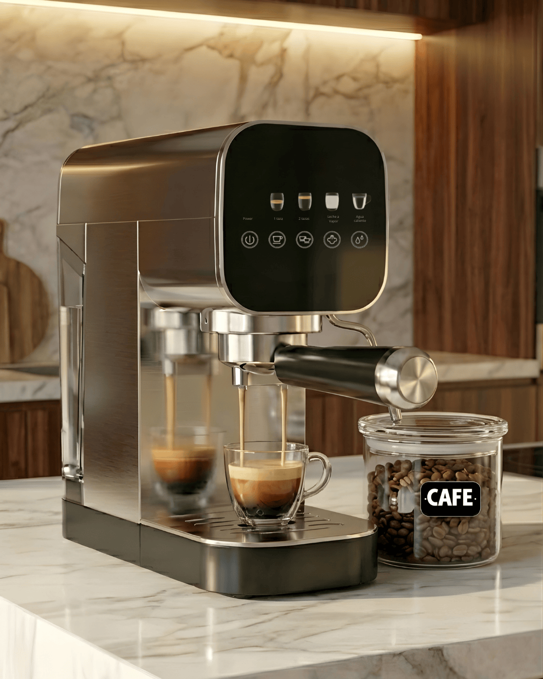 CAFETERA EXPRESS MILANO 20 BARES 2 EN 1 CAFÉ MOLIDO Y CÁPSULAS AU-MAX