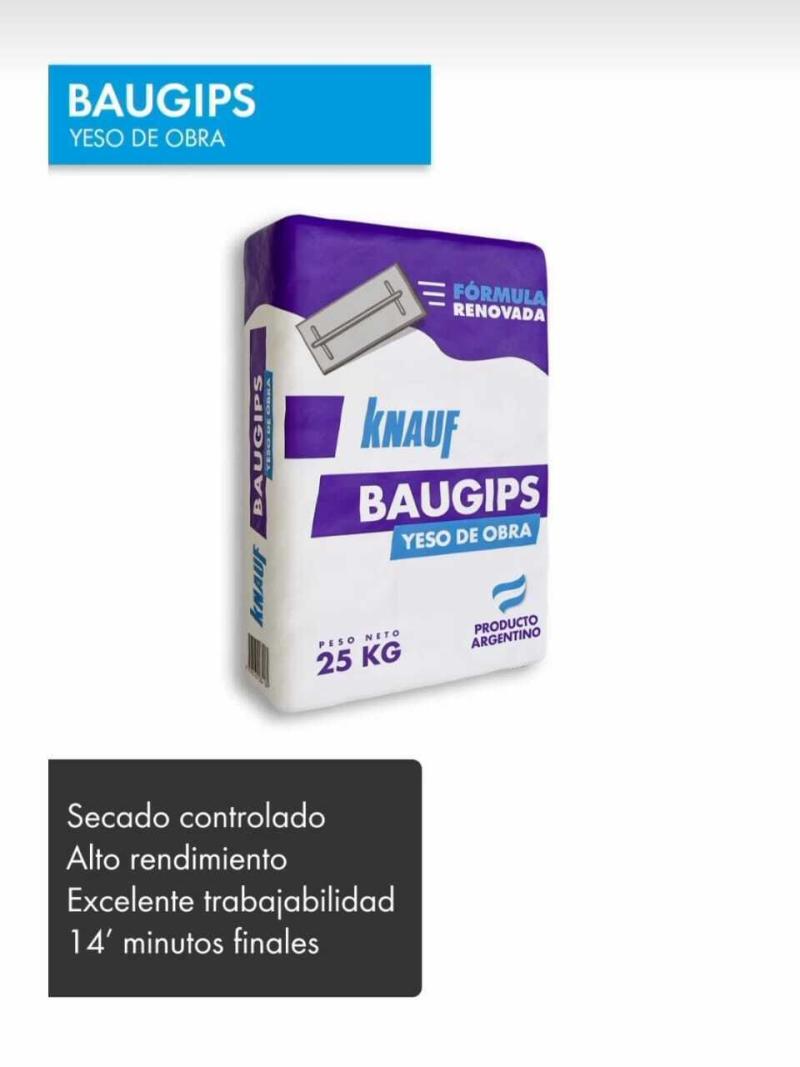 Knauf Baugips Yeso de Obra x 25 Kg – Uso Manual en Interiores