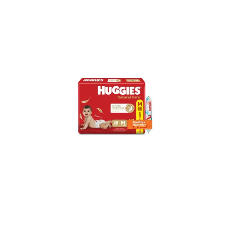 PAÑALES HUGGIES NATURAL CARE  + TOALLITAS HUMEDAS HUGGIES SIRENITA X48U