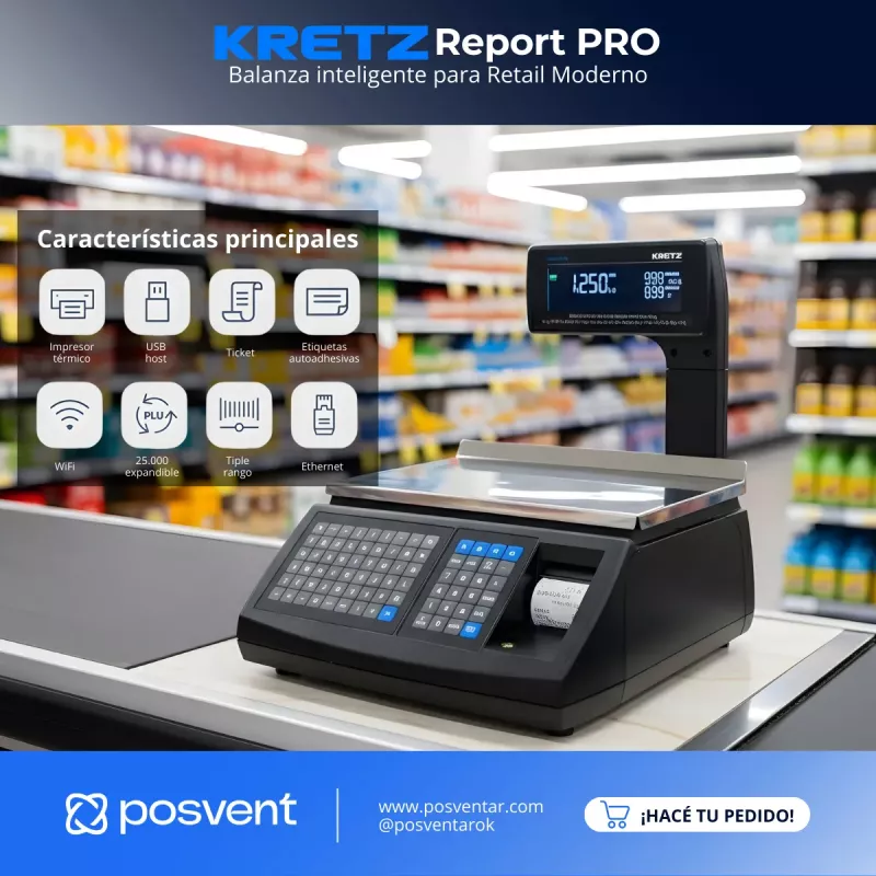 Balanza Kretz Report Pro 30kg Ticket Etiqueta Usb Ethernet Wifi