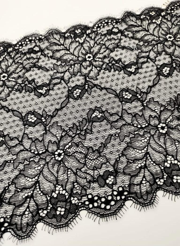 PUNTILLA 22CM MONICA NEGRO (ROLLOS 120MTS APROX)